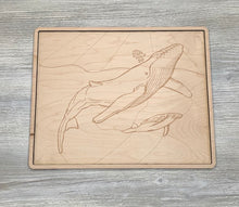 Load image into Gallery viewer, Mother and Baby Whale Wooden Puzzle