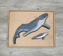 Load image into Gallery viewer, Mother and Baby Whale Wooden Puzzle