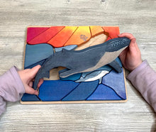 Load image into Gallery viewer, Mother and Baby Whale Wooden Puzzle