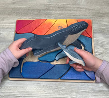 Load image into Gallery viewer, Mother and Baby Whale Wooden Puzzle